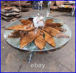 Clear Epoxy Resin Coffee Table Acacia Wood Walnut Side Table Top Outdoor Decor