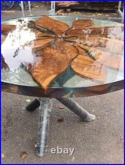 Clear Epoxy Resin Coffee Table Acacia Wood Walnut Side Table Top Outdoor Decor