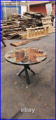 Clear Epoxy Resin Coffee Table Acacia Wood Walnut Side Table Top Outdoor Decor