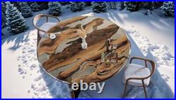 Custom Clear Epoxy Round Table, Walnut Table, Epoxy Coffee Table, Epoxy Resin Table