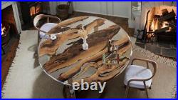 Custom Clear Epoxy Round Table, Walnut Table, Epoxy Coffee Table, Epoxy Resin Table
