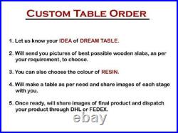Custom Made Clear Epoxy Resin & Live Edge Acacia Wood Coffee Table Top Gifts