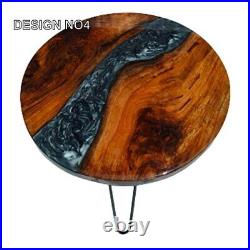 Custom Natural Wooden Epoxy Resin River Style Coffee Side Table Top Center Table