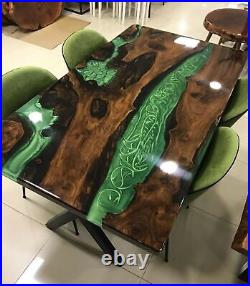 Designer Epoxy Resin River Table Top Coffee & Dine Table Top Acacia Wood Top