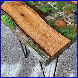 Epoxy Live End Table / Side Table / Nightstand / Natural Edge Side Table