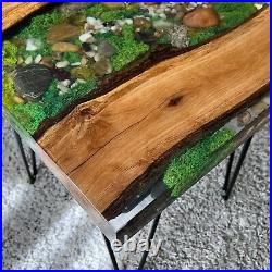 Epoxy Live End Table / Side Table / Nightstand / Natural Edge Side Table