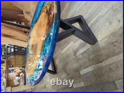 Epoxy Ocean Table Oval, Live edge Cedar Epoxy table, Epoxy Resin Table Decor