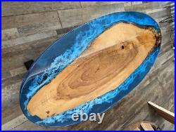 Epoxy Ocean Table Oval, Live edge Cedar Epoxy table, Epoxy Resin Table Decor