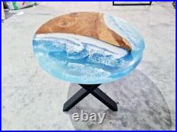 Epoxy Resin Ocean Table Top, Epoxy Side, End, Patio Wooden Table Top Furniture