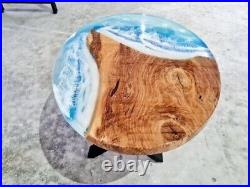 Epoxy Resin Ocean Table Top, Epoxy Side, End, Patio Wooden Table Top Furniture