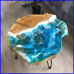 Epoxy Resin Table Ocean Wave Coffee Wooden Table Living Room Decor Furniture