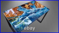 Epoxy Resin Table, Ocean Wave Epoxy Table, modern furniture, Custom Dining Table