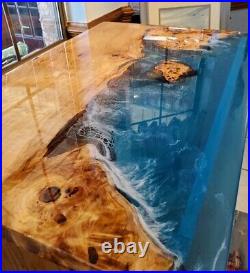 Epoxy Resin Table Top Dining Acacia Wooden River Wood Decor Handmade Home Center