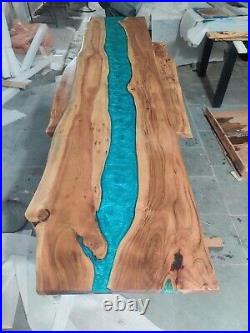 Epoxy Resin Table Top Dining Acacia Wooden Wood Decor River Home Handmade Center
