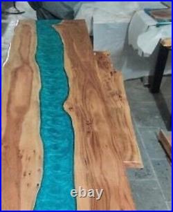 Epoxy Resin Table Top Dining Acacia Wooden Wood Decor River Home Handmade Center