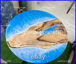 Epoxy Resin table, Ocean Wave Round Epoxy Coffee Table Top, Kitchen Table Top