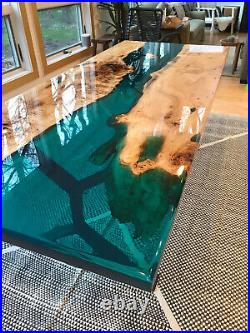 Epoxy Table, Live Edge Natural Wooden Table, Walnut Resin River Dining Table Top