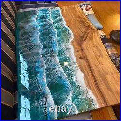 Epoxy Table, Ocean Table, Wood Dining Table, Epoxy Resin River Table Top Decor