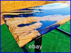Epoxy Table, Wood Dining Table, Epoxy Resin River Table, Blue Epoxy Table Tops