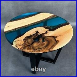 Epoxy resin and natural walnut wood Round coffee table 23.5 inch in stock G7