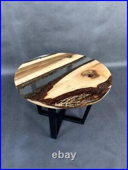 Epoxy resin and natural walnut wood Round coffee table 23.5 inch in stock G8