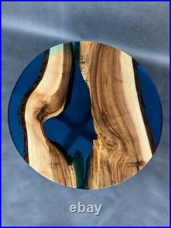 Epoxy resin and natural walnut wood Round coffee table 27.5 inch in stock G12
