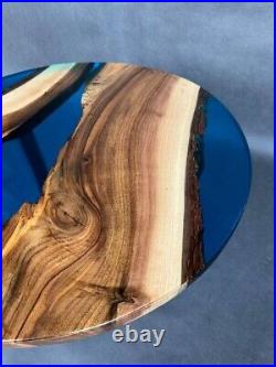Epoxy resin and natural walnut wood Round coffee table 27.5 inch in stock G12