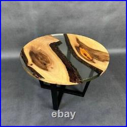 Epoxy resin and natural walnut wood Round coffee table 27.5 inchin stock G10