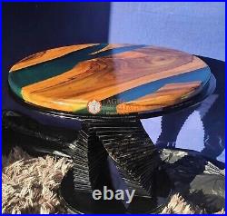 Green Round Top Luxury Furniture Head Board Interior Epoxy Resin Table Home Deco
