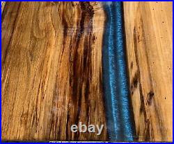 Handmade Spalted Magnolia Wood Blue River Epoxy Resin Coffee Table Top