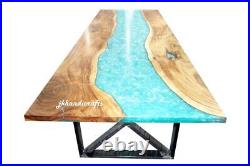 Made to Order Blue Epoxy Resin Custom Dining Table Top Kitchen Decorative