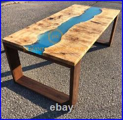 Made to Order Ocean Blue Epoxy Resin Custom Dining Table Top Christmas Decor