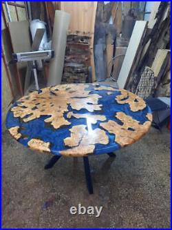 Modern Blue Epoxy Wooden Coffee & Dining Center Table Top, Epoxy Resin Furniture