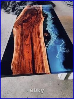 Modern Epoxy Ocean Table Top, Dining Epoxy Wooden Furniture Table Top Home Decor