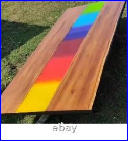 Multi Color Epoxy Resin Custom Handmade Coffee Table Top for Home & Outdoor Deco