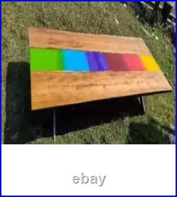 Multi Color Epoxy Resin Custom Handmade Coffee Table Top for Home & Outdoor Deco