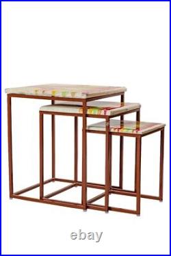 Multicolor Epoxy Resin Nesting Table Set of 3