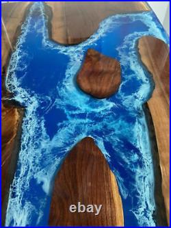 Ocean Epoxy Dining Table Acacia Resin Table, Kitchen Table Furniture Decor Table