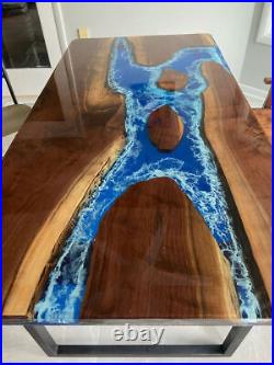 Ocean Epoxy Dining Table Acacia Resin Table, Kitchen Table Furniture Decor Table