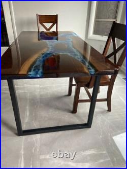 Ocean Epoxy Dining Table Acacia Resin Table, Kitchen Table Furniture Decor Table