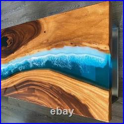 Ocean Epoxy Resin Coffee Table Top, 36x24 Epoxy Wooden Center Table Top, Decor