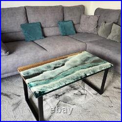 Ocean Epoxy Resin River Table Top Handmade Wooden Art Furniture For Home Decor