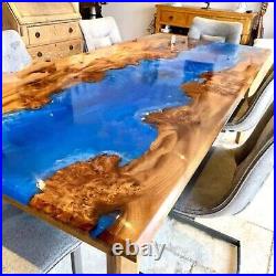 Ocean Epoxy Resin Table, Epoxy Arts Dining Table, Kitchen Slab Table Home Decors