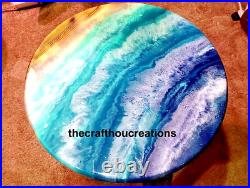 Ocean Epoxy Resin Table Top, Coffee Epoxy Side Table Top, Home Patio Top Table