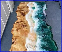 Ocean Epoxy Table, Live Edge Wooden Table, Epoxy Resin River Table Furniture