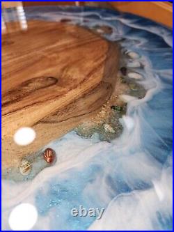 Ocean Table by Epoxy Vision, 19 1/4, Round, With Real Shells, Handmade