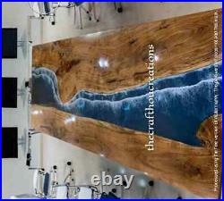 Ocean Walnut Epoxy Resin Dining Table Top, Live Edge Epoxy Wooden Christmas Sale