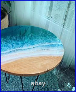 Ocean Wave Round Epoxy Coffee Table Top, Epoxy Resin table, Handmade Furnitures