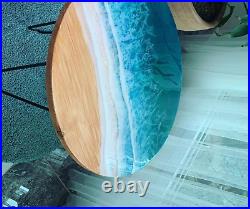 Ocean Wave Round Epoxy Coffee Table Top, Epoxy Resin table, Handmade Furnitures