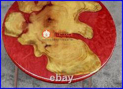 Red Epoxy Resin Table Live Edge Red River Wooden Bedroom Furniture Coffee Table